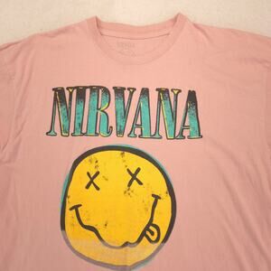 Nirvana Band Crew Neck Short Sleeve T Shirt Womens Size Extra Large XL Pink
